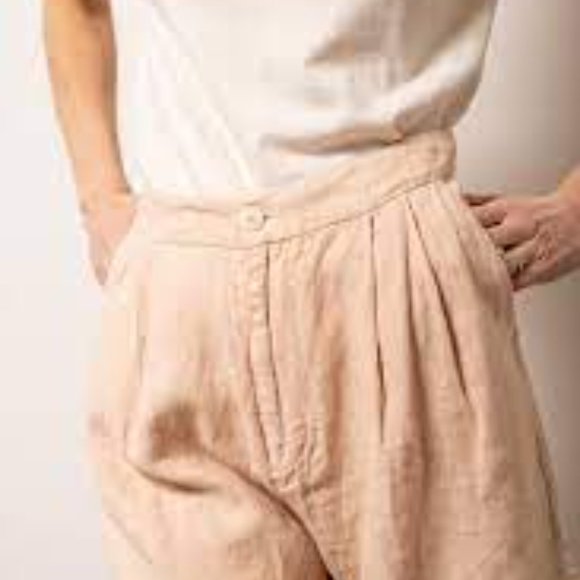Esby Penny High Waisted 100% Linen Pleated Shorts Size 8 in Pecan - Picture 9 of 11